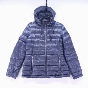 Andrew Marc Women's Packable Lightweight Premium Down Jacket Size M Navy Blue